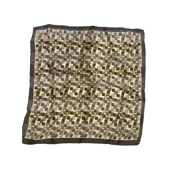 Casual Corner Scarf Brown Beige Geometric Print Lightweight Accessory - Picture 1 of 3